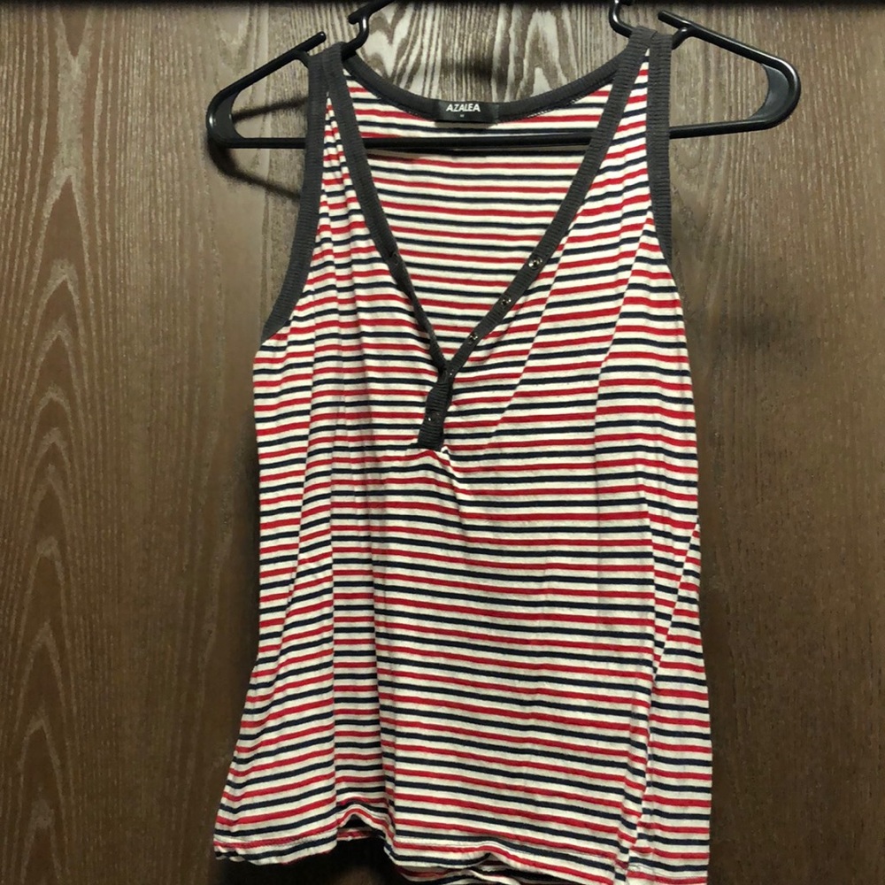 Azalea red white and blue tank top